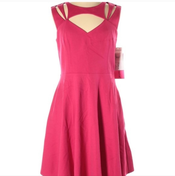 Betsey Johnson Dresses & Skirts - Betsey Johnson Fuchsia Cutout Fit-and-Flare Dress